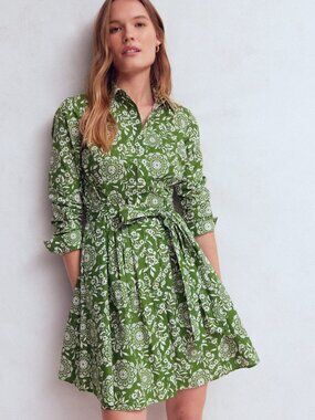 knee length dresses for ladies Clara Linen Blend Shirt Dress-Multi, Tropical Bonanza main image 0